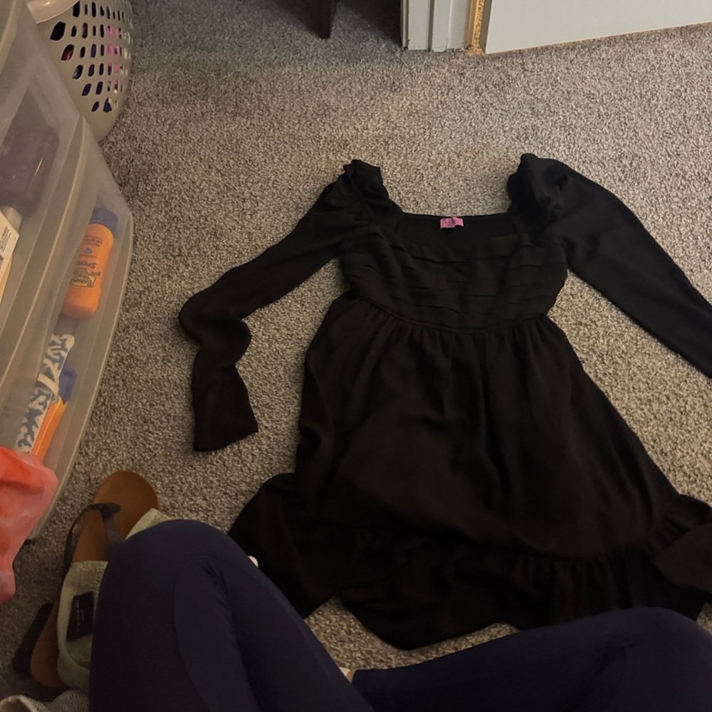 Francesca's Collections Black Long Sleeve Dress